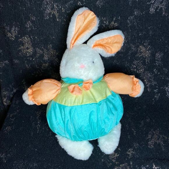 DanDee Puffalump Style Parachute Plush Rabbit Bunny Easter Peach Blue Orange - Picture 1 of 9